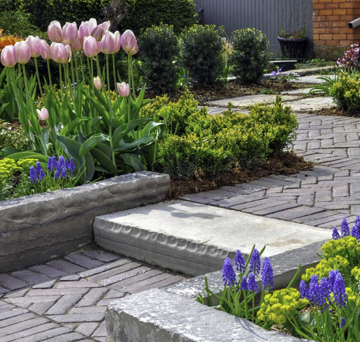 outdoor space with interlocking stone floor
