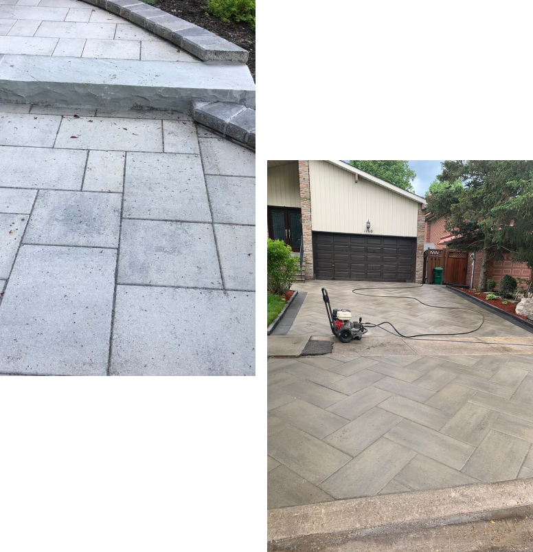 interlocking stone driveway and steps